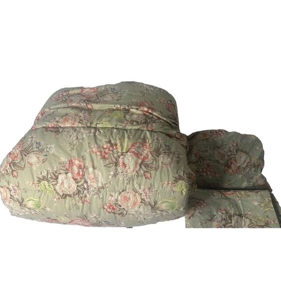 3 Pc Vintage Ralph Lauren Charlotte Floral Twin Comforter Flat Fitted Sheet Set - Picture 2 of 9